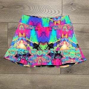 Dona Jo JoJo High Rise Surreal Pleated Multicolor Skirt Skort Size‎ Large